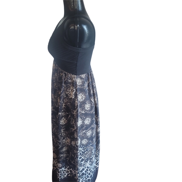Cleo Petites Black and Brown Print Maxi Dress 6 - Picture 5 of 7